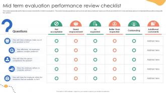 Mid Term Evaluation Performance Review Checklist