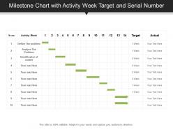 Milestone chart with activity week target and serial number
