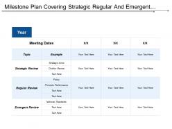 Milestone Plan Covering Strategic Regular And Emergent Review