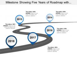 Milestone showing five years of roadmap with curved road