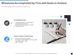 Milestones accomplished by firm with goals to achieve milestones slide ppt slides