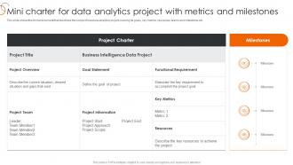 Mini Charter For Data Analytics Process Of Transforming Data Toolkit