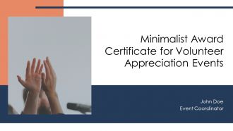 Minimalist Award Certificate For Volunteer Appreciation Events PPT Summary AT