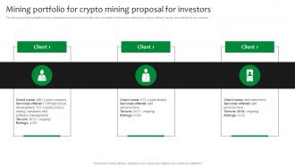 Mining Portfolio For Crypto Mining Proposal For Investors Ppt Styles Templates
