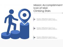 Mission accomplishment icon of man climbing stairs