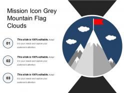 Mission icon grey mountain flag clouds