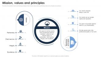 Mission Values And Principles Goldman Sach Company Profile CP SS