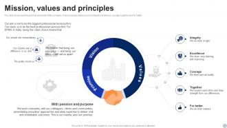 Mission Values And Principles KPMG Company Profile Ppt Graphics CP SS