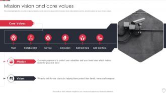 Mission Vision And Core Values Home Security Systems Company Profile