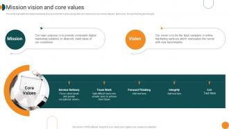 Mission Vision And Core Values Web Advertising Company Profile Ppt Portrait