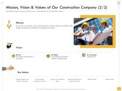 Mission vision and values of our construction company m2568 ppt powerpoint presentation file grid
