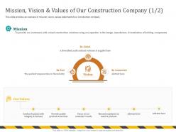 Mission vision and values of our construction company supplier ppt powerpoint presentation icon tips