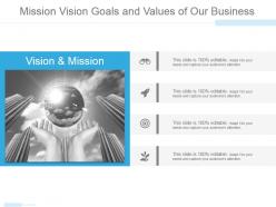 Mission vision goals and values of our business powerpoint templates