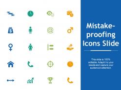 Mistake proofing icons slide technology i25 ppt powerpoint presentation file show