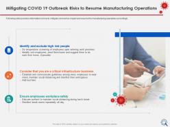 Mitigating covid 19 outbreak risks to resume infrastructure ppt ideas