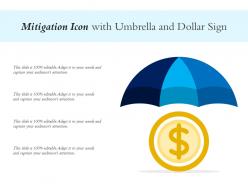 Mitigation icon with umbrella and dollar sign