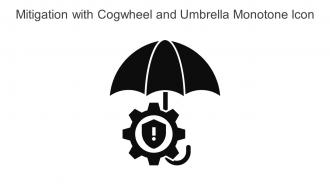 Mitigation With Cogwheel And Umbrella Monotone Icon In Powerpoint Pptx Png And Editable Eps Format