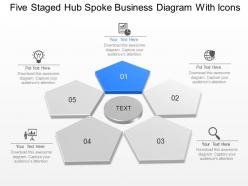 Mj five staged hub spoke business diagram with icons powerpoint template slide