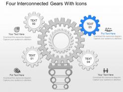 Mj four interconnected gears with icons powerpoint temptate