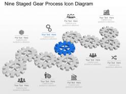 Mj nine staged gear process icon diagram powerpoint template slide