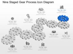 Mj nine staged gear process icon diagram powerpoint template slide