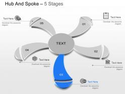 Mk five staged hub spoke diagram with icons powerpoint template slide
