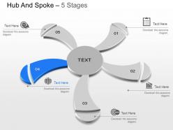 Mk five staged hub spoke diagram with icons powerpoint template slide