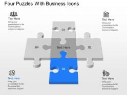Mk four puzzles with business icons powerpoint temptate