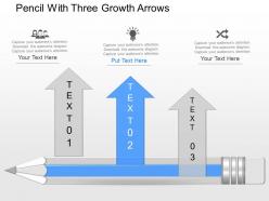 Mk pencil with three growth arrows powerpoint template