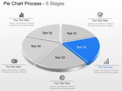 Ml five staged pie chart with icons powerpoint template slide