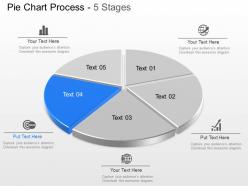 Ml five staged pie chart with icons powerpoint template slide