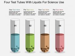 Ml four test tubes with liquids for science use flat powerpoint design