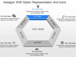Ml hexagon with option representation and icons powerpoint template