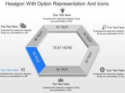 Ml hexagon with option representation and icons powerpoint template