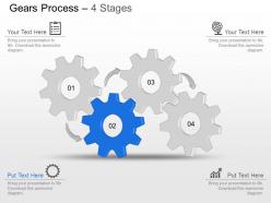 Mm four staged gear with icons diagram powerpoint template slide