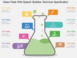 Mm glass flask with speech bubbles technical specification flat powerpoint design
