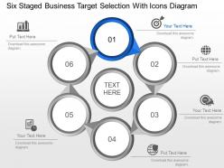 Mm six staged business target selection with icons diagram powerpoint template slide