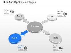 Mo four staged hub spoke sales diagram with icons powerpoint template slide