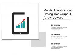 Mobile analytics icon having bar graph and arrow upward