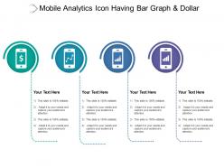Mobile analytics icon having bar graph and dollar
