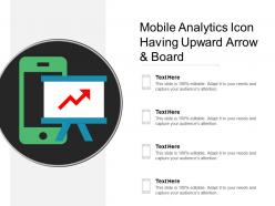 Mobile analytics icon having upward arrow and board