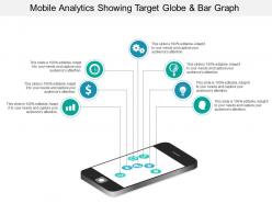 Mobile analytics showing target globe and bar graph