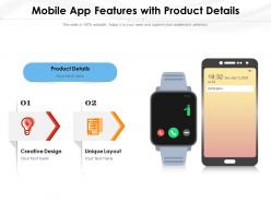Mobile app features with product details