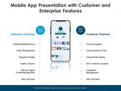 Mobile app presentation with customer and enterprise features