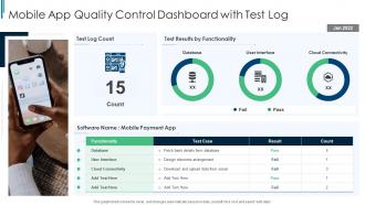 Mobile App Quality Control Dashboard With Test Log
