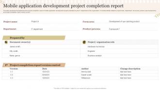 Mobile Application Development Project Completion Report