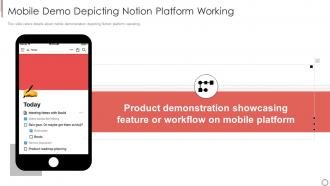 Mobile demo depicting notion platform working notion investor funding elevator pitch deck