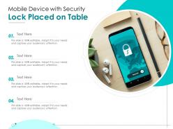 Mobile device with security lock placed on table