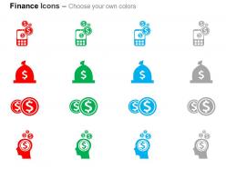 Mobile money dollar coins bag think of money ppt icons graphics