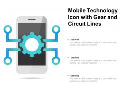 Mobile technology icon with gear and circuit lines